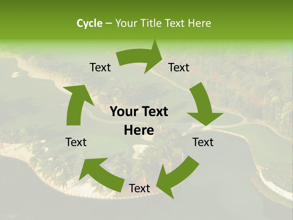 An Aerial View Of A Golf Course With Water And Palm Trees PowerPoint Template