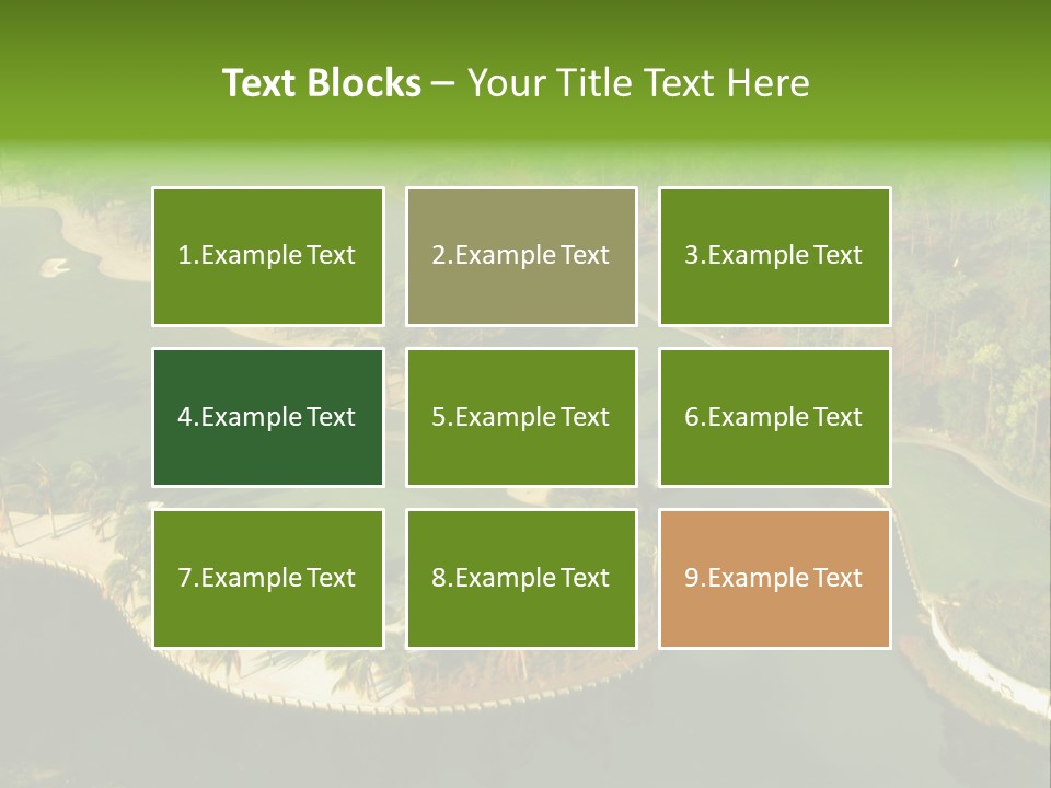 An Aerial View Of A Golf Course With Water And Palm Trees PowerPoint Template