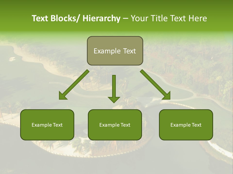 An Aerial View Of A Golf Course With Water And Palm Trees PowerPoint Template