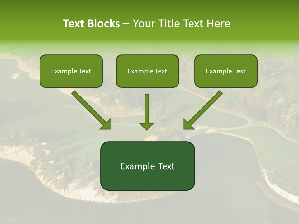 An Aerial View Of A Golf Course With Water And Palm Trees PowerPoint Template