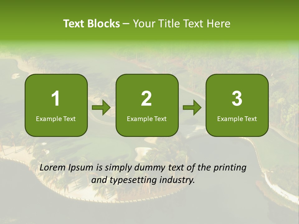 An Aerial View Of A Golf Course With Water And Palm Trees PowerPoint Template
