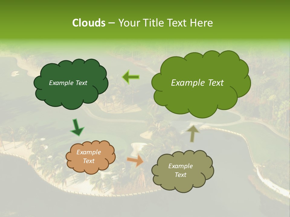 An Aerial View Of A Golf Course With Water And Palm Trees PowerPoint Template