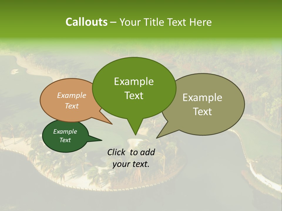 An Aerial View Of A Golf Course With Water And Palm Trees PowerPoint Template