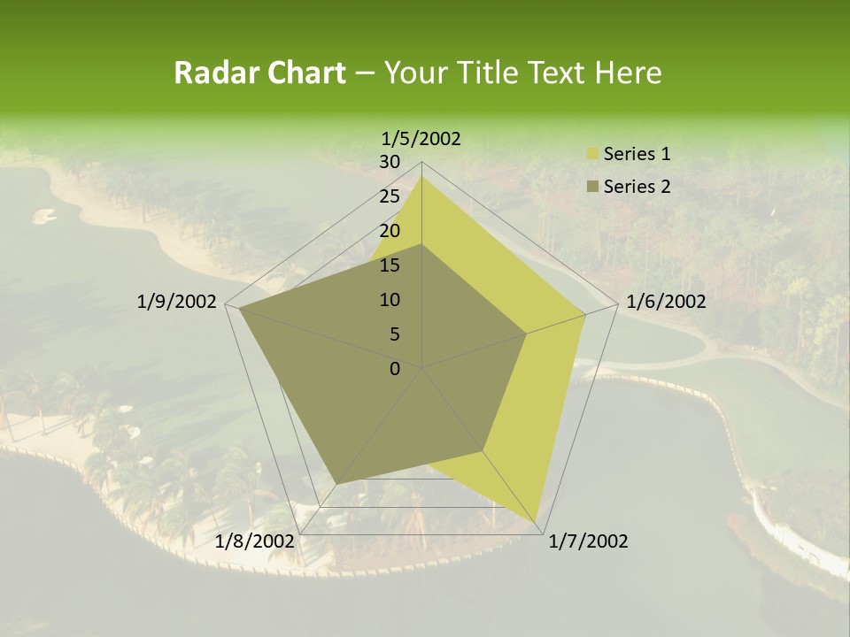 An Aerial View Of A Golf Course With Water And Palm Trees PowerPoint Template