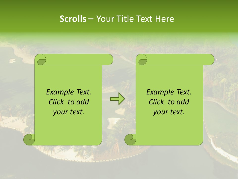 An Aerial View Of A Golf Course With Water And Palm Trees PowerPoint Template