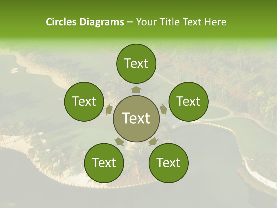 An Aerial View Of A Golf Course With Water And Palm Trees PowerPoint Template