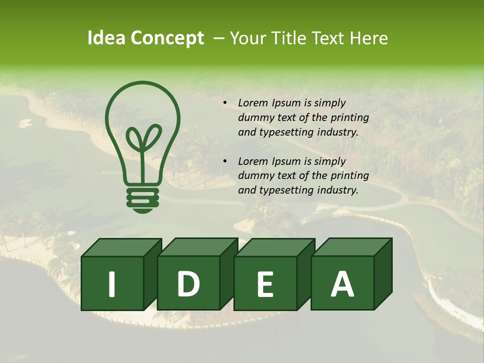 An Aerial View Of A Golf Course With Water And Palm Trees PowerPoint Template