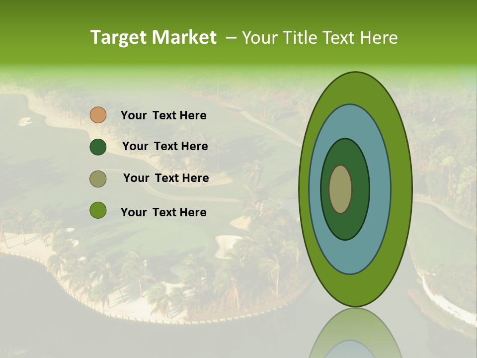 An Aerial View Of A Golf Course With Water And Palm Trees PowerPoint Template