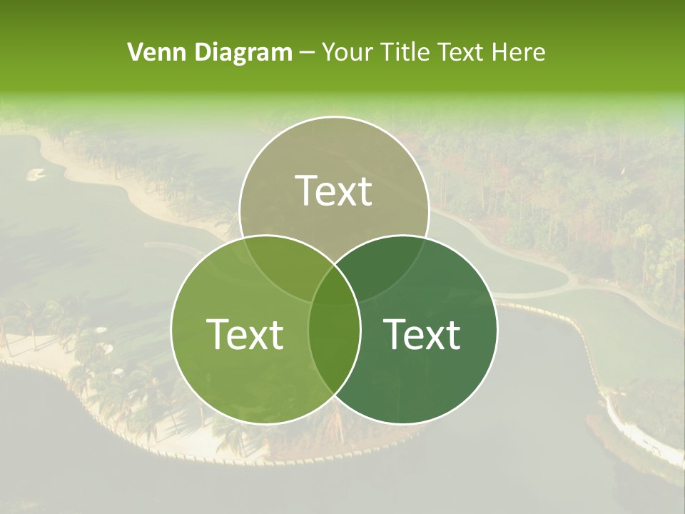 An Aerial View Of A Golf Course With Water And Palm Trees PowerPoint Template