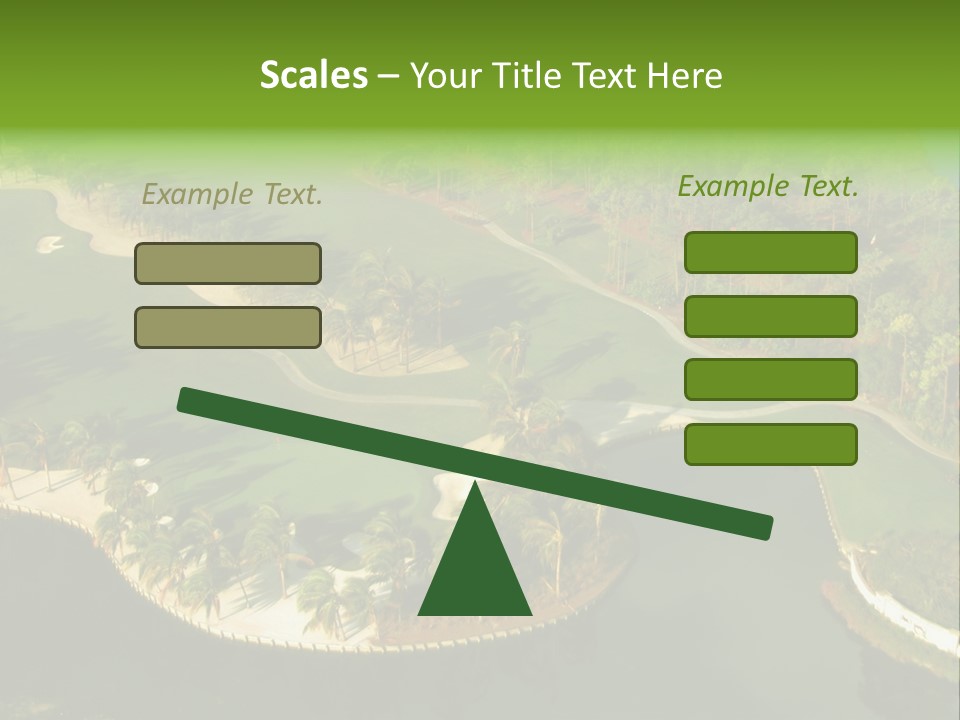 An Aerial View Of A Golf Course With Water And Palm Trees PowerPoint Template