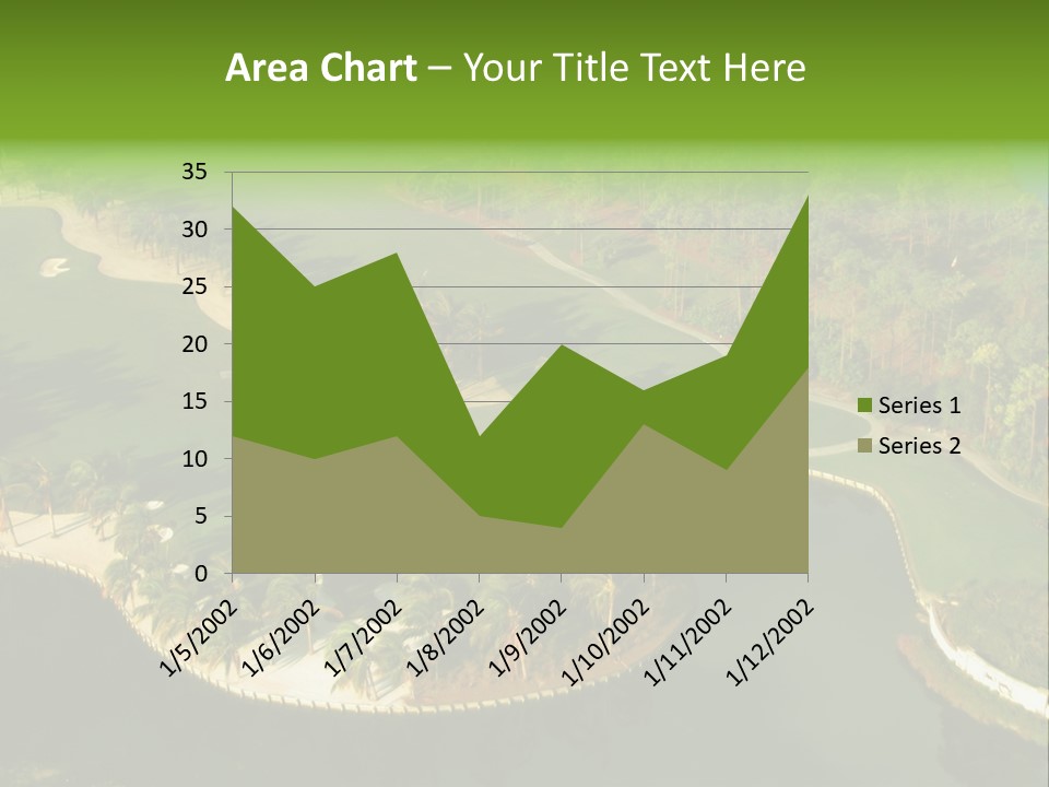 An Aerial View Of A Golf Course With Water And Palm Trees PowerPoint Template