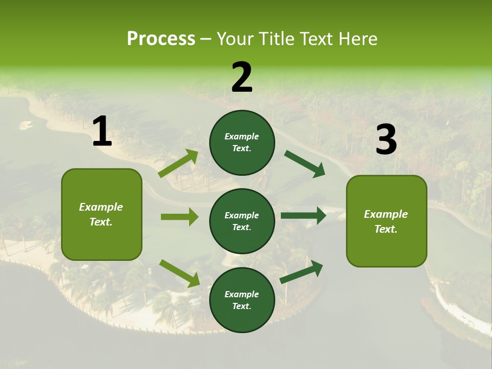 An Aerial View Of A Golf Course With Water And Palm Trees PowerPoint Template