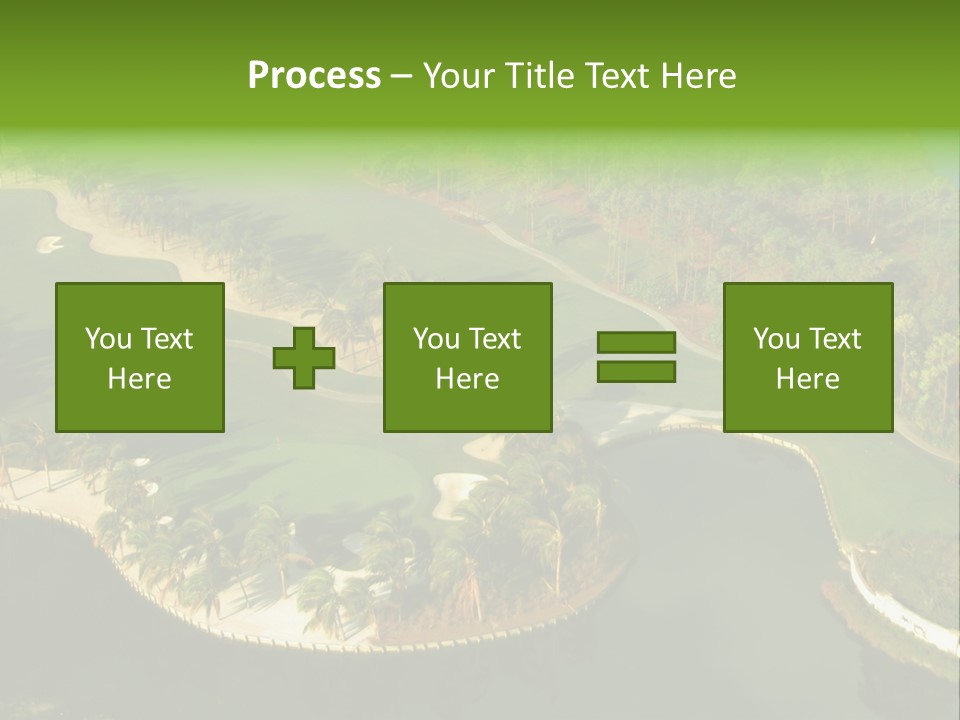 An Aerial View Of A Golf Course With Water And Palm Trees PowerPoint Template