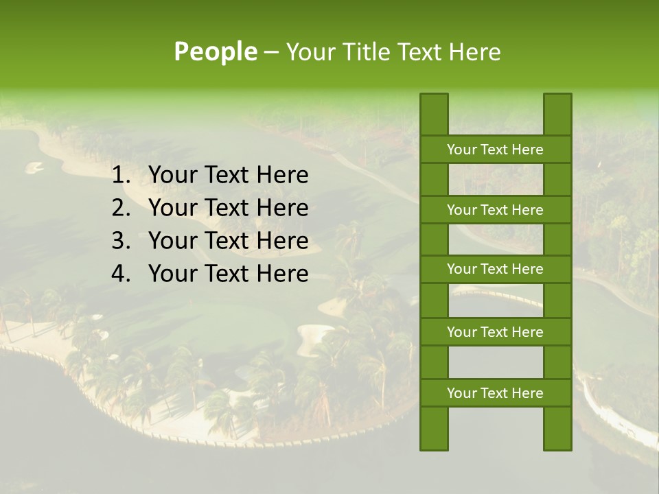 An Aerial View Of A Golf Course With Water And Palm Trees PowerPoint Template