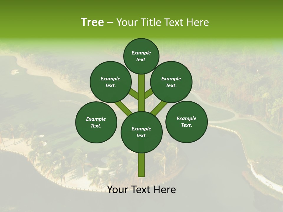 An Aerial View Of A Golf Course With Water And Palm Trees PowerPoint Template