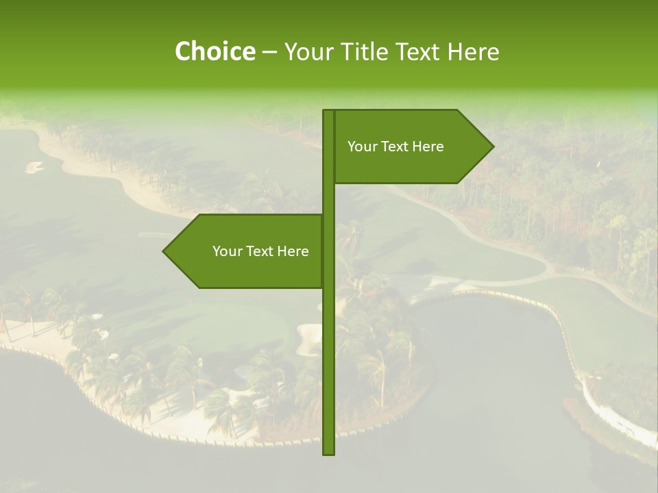 An Aerial View Of A Golf Course With Water And Palm Trees PowerPoint Template