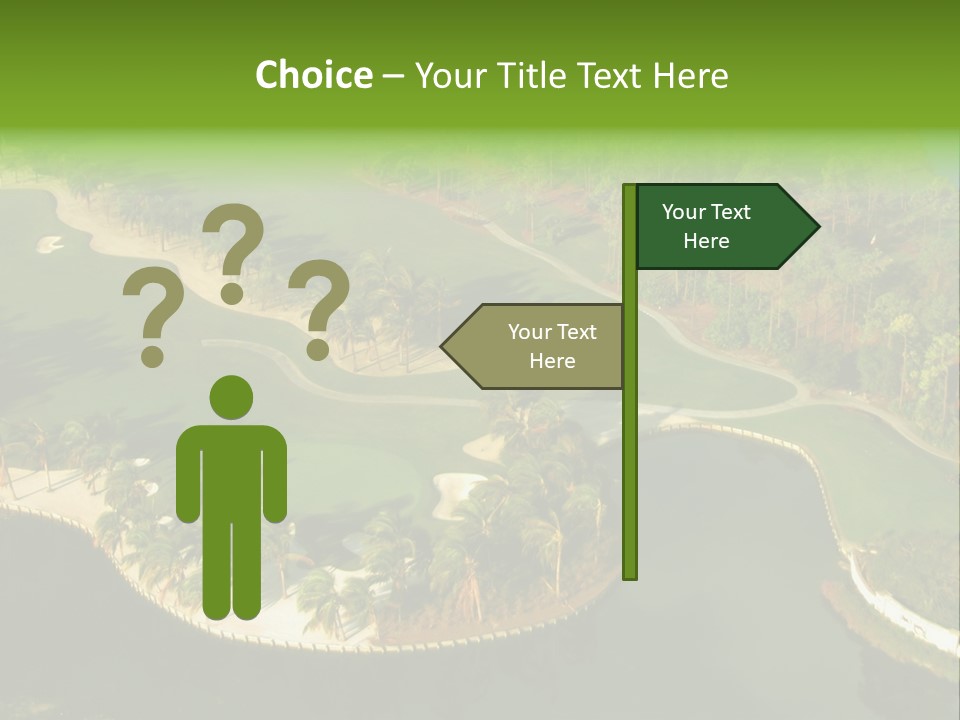 An Aerial View Of A Golf Course With Water And Palm Trees PowerPoint Template