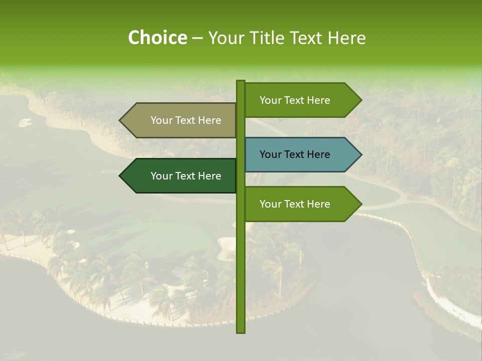 An Aerial View Of A Golf Course With Water And Palm Trees PowerPoint Template