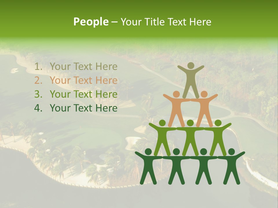 An Aerial View Of A Golf Course With Water And Palm Trees PowerPoint Template