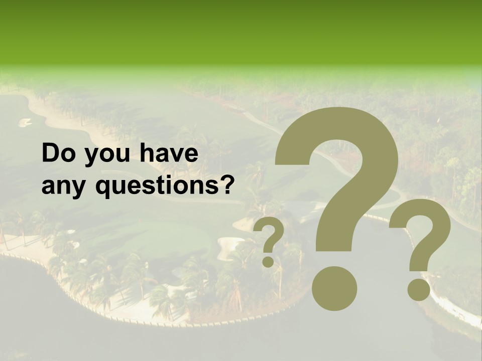 An Aerial View Of A Golf Course With Water And Palm Trees PowerPoint Template