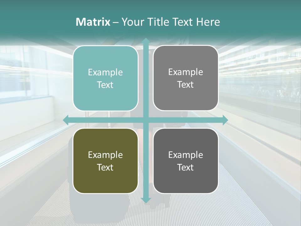 A Woman With A Suitcase Is Walking Down The Escalator PowerPoint Template