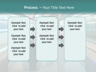 A Woman With A Suitcase Is Walking Down The Escalator PowerPoint Template