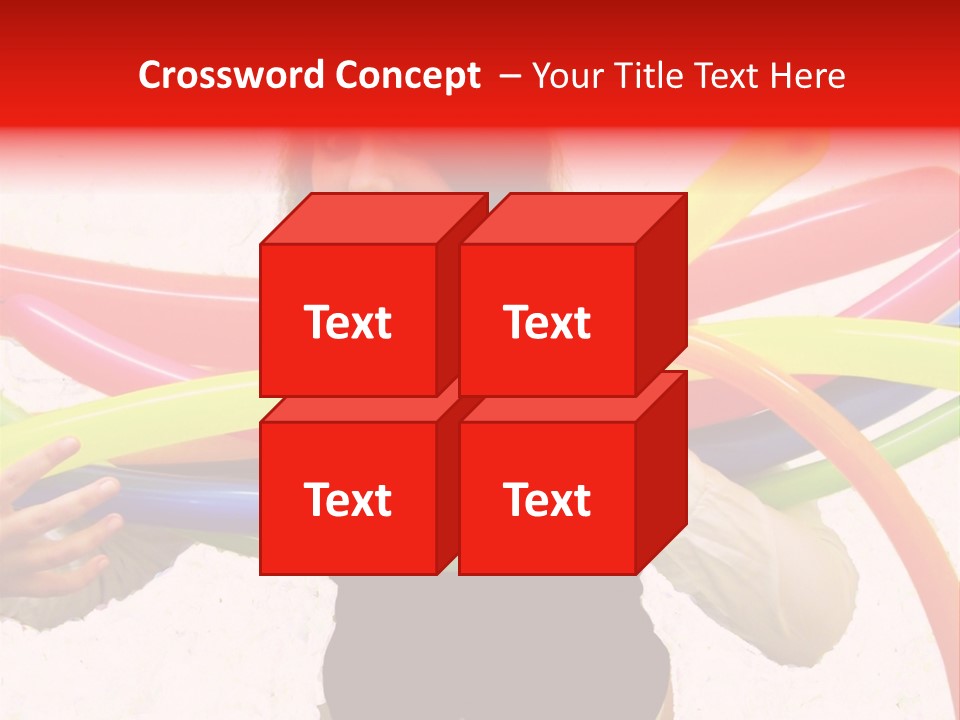 A Woman Holding Up A Stack Of Colorful Rings And Playing Cards PowerPoint Template