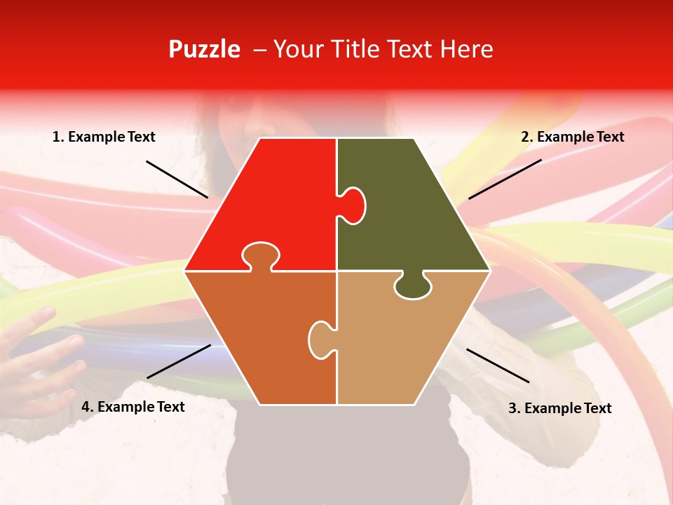 A Woman Holding Up A Stack Of Colorful Rings And Playing Cards PowerPoint Template