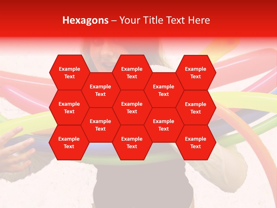 A Woman Holding Up A Stack Of Colorful Rings And Playing Cards PowerPoint Template