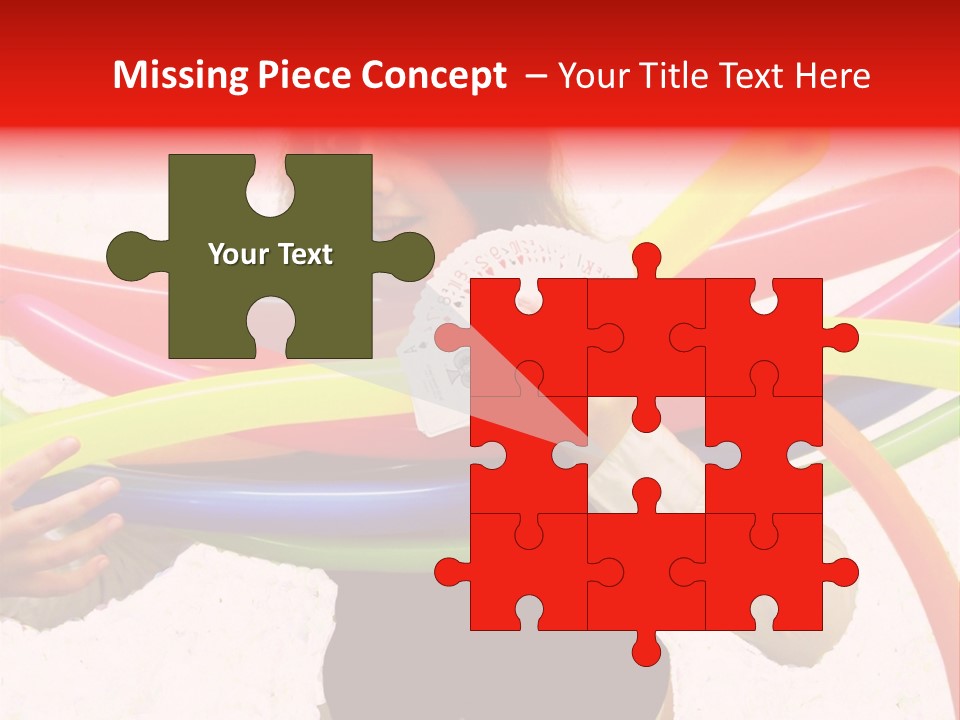 A Woman Holding Up A Stack Of Colorful Rings And Playing Cards PowerPoint Template