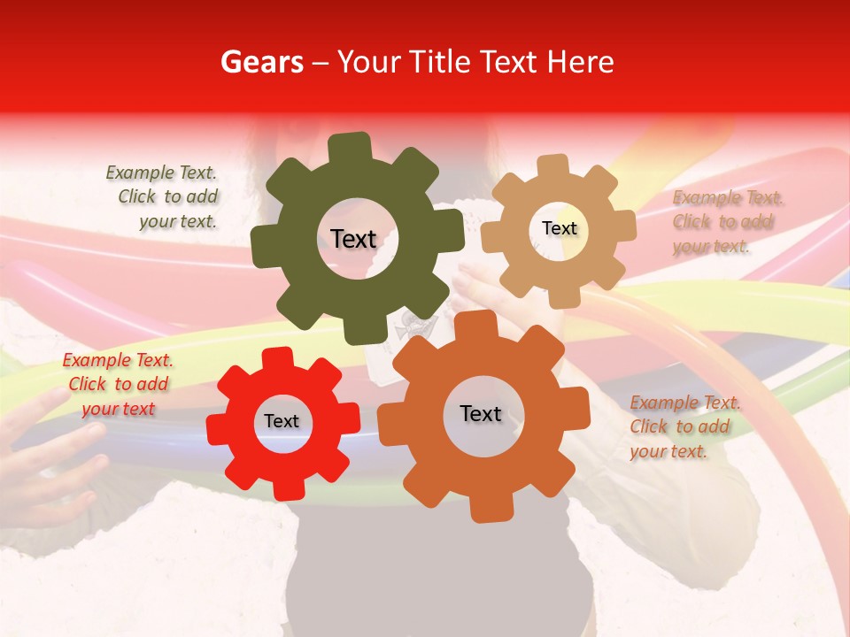 A Woman Holding Up A Stack Of Colorful Rings And Playing Cards PowerPoint Template