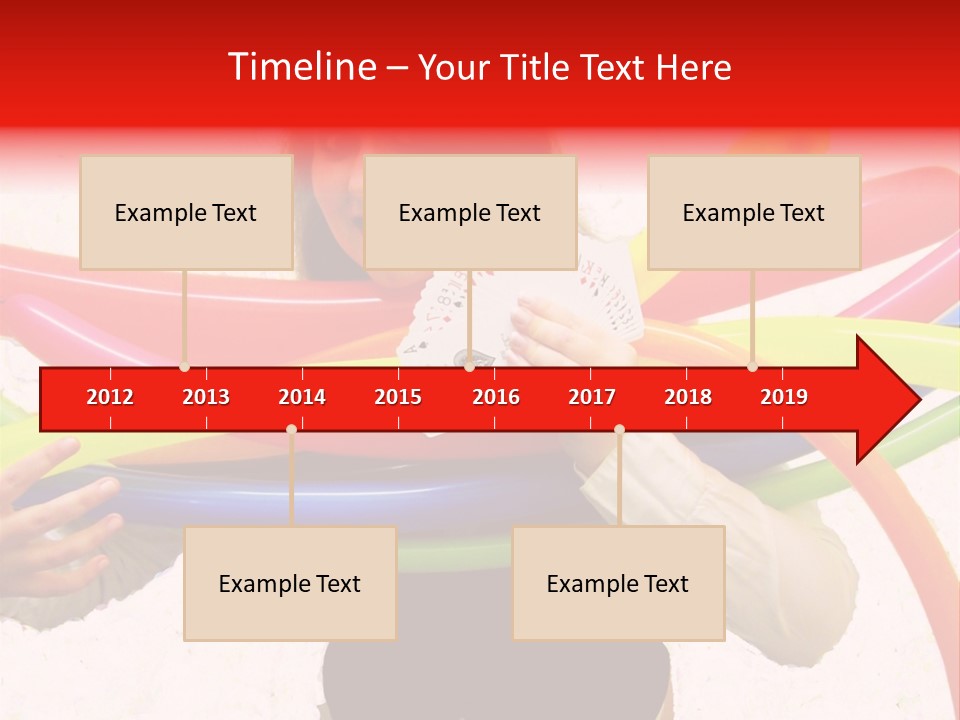 A Woman Holding Up A Stack Of Colorful Rings And Playing Cards PowerPoint Template