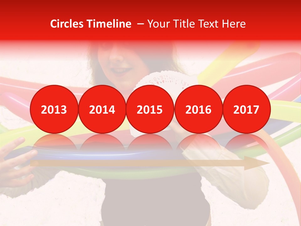 A Woman Holding Up A Stack Of Colorful Rings And Playing Cards PowerPoint Template