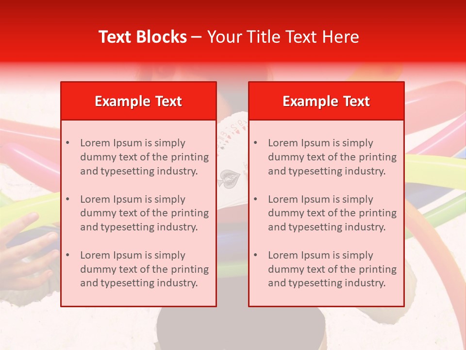 A Woman Holding Up A Stack Of Colorful Rings And Playing Cards PowerPoint Template