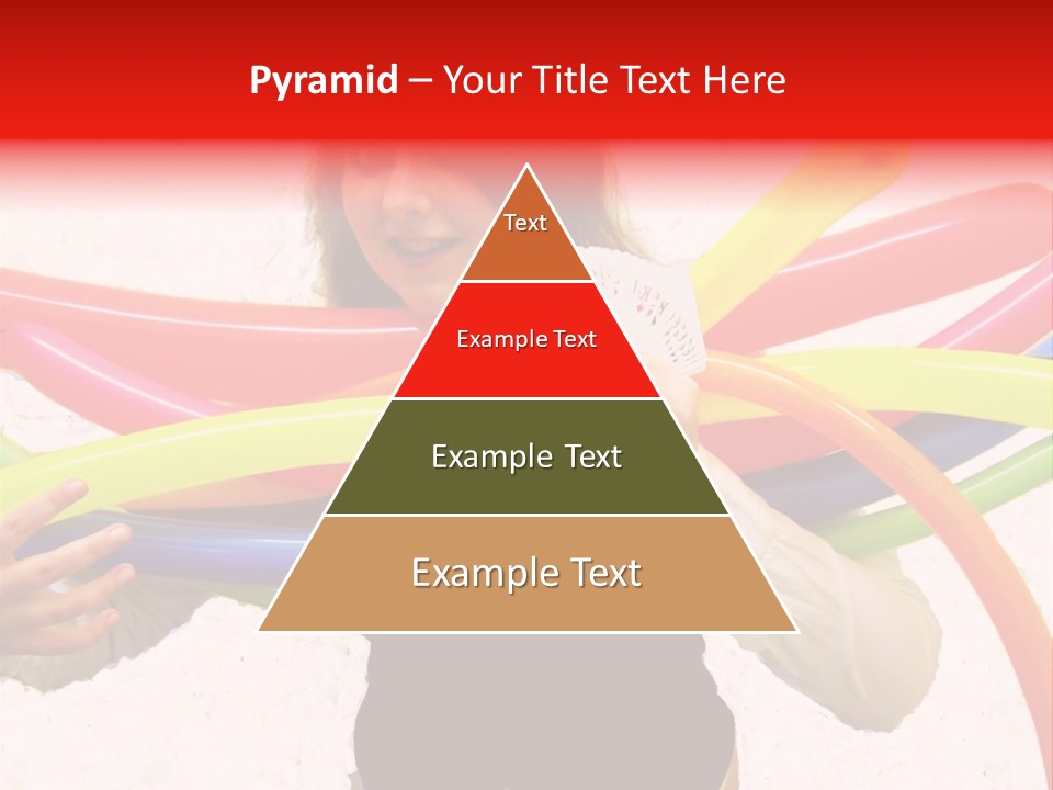 A Woman Holding Up A Stack Of Colorful Rings And Playing Cards PowerPoint Template