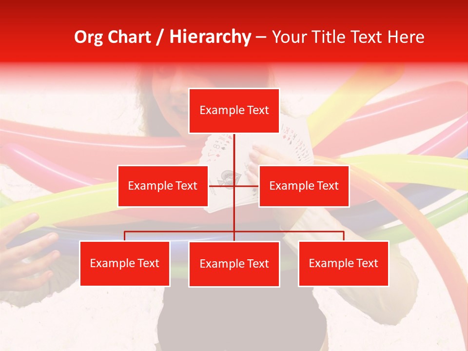 A Woman Holding Up A Stack Of Colorful Rings And Playing Cards PowerPoint Template