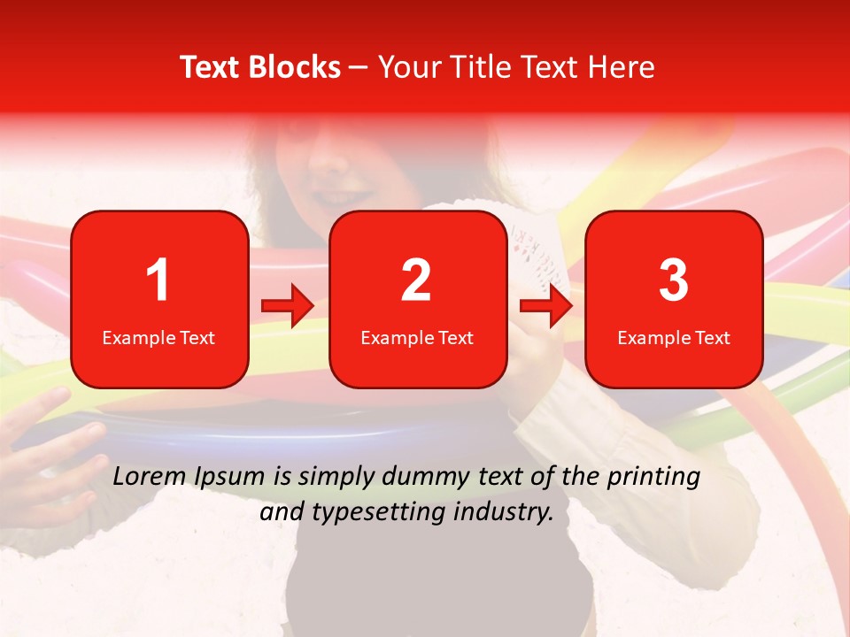 A Woman Holding Up A Stack Of Colorful Rings And Playing Cards PowerPoint Template