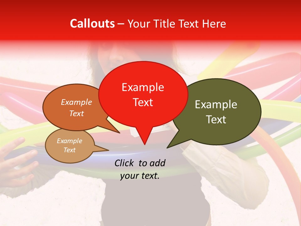 A Woman Holding Up A Stack Of Colorful Rings And Playing Cards PowerPoint Template