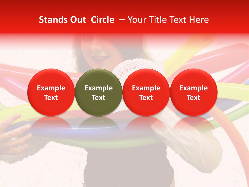 A Woman Holding Up A Stack Of Colorful Rings And Playing Cards PowerPoint Template