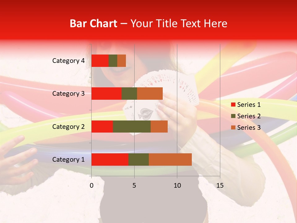 A Woman Holding Up A Stack Of Colorful Rings And Playing Cards PowerPoint Template