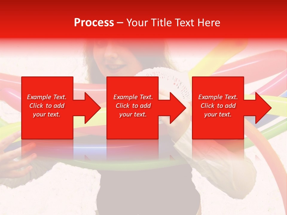 A Woman Holding Up A Stack Of Colorful Rings And Playing Cards PowerPoint Template