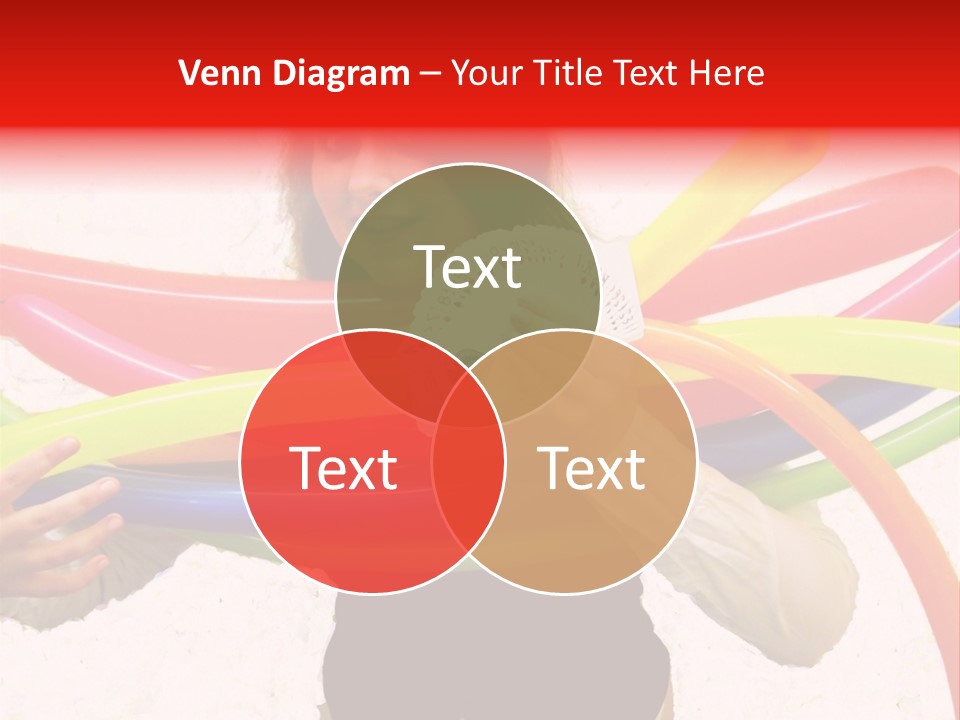 A Woman Holding Up A Stack Of Colorful Rings And Playing Cards PowerPoint Template