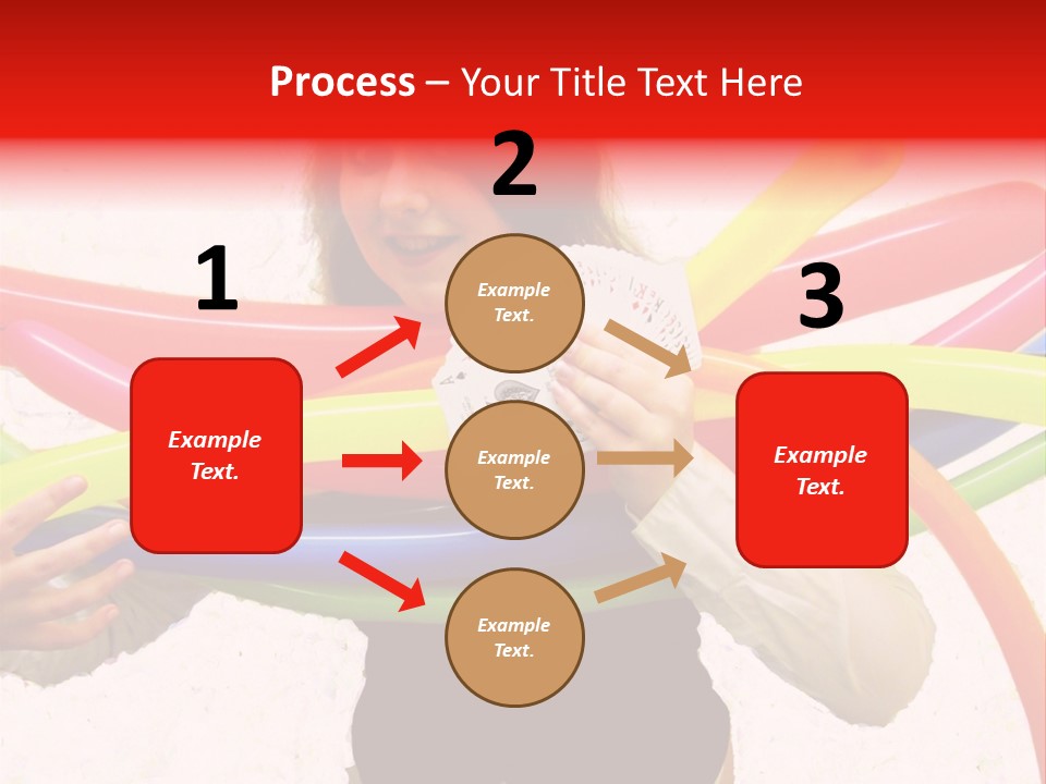 A Woman Holding Up A Stack Of Colorful Rings And Playing Cards PowerPoint Template