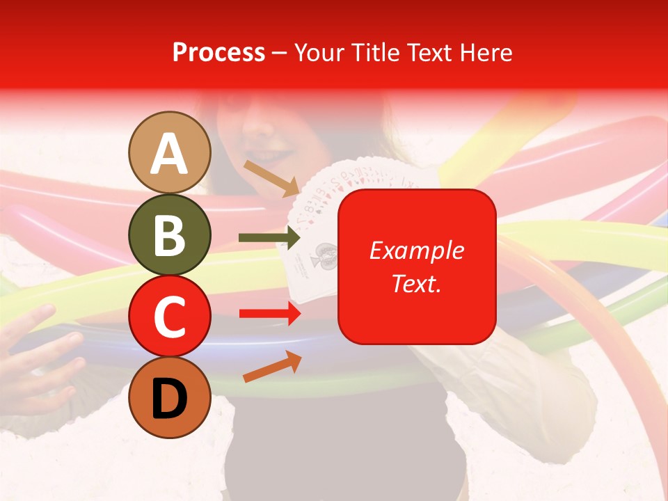 A Woman Holding Up A Stack Of Colorful Rings And Playing Cards PowerPoint Template