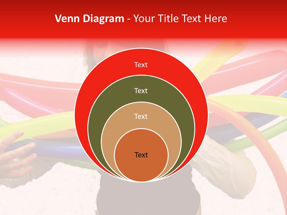 A Woman Holding Up A Stack Of Colorful Rings And Playing Cards PowerPoint Template