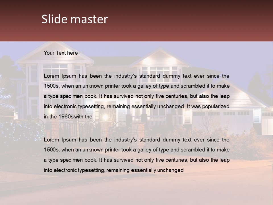 A Large House With A Lot Of Lights On It PowerPoint Template