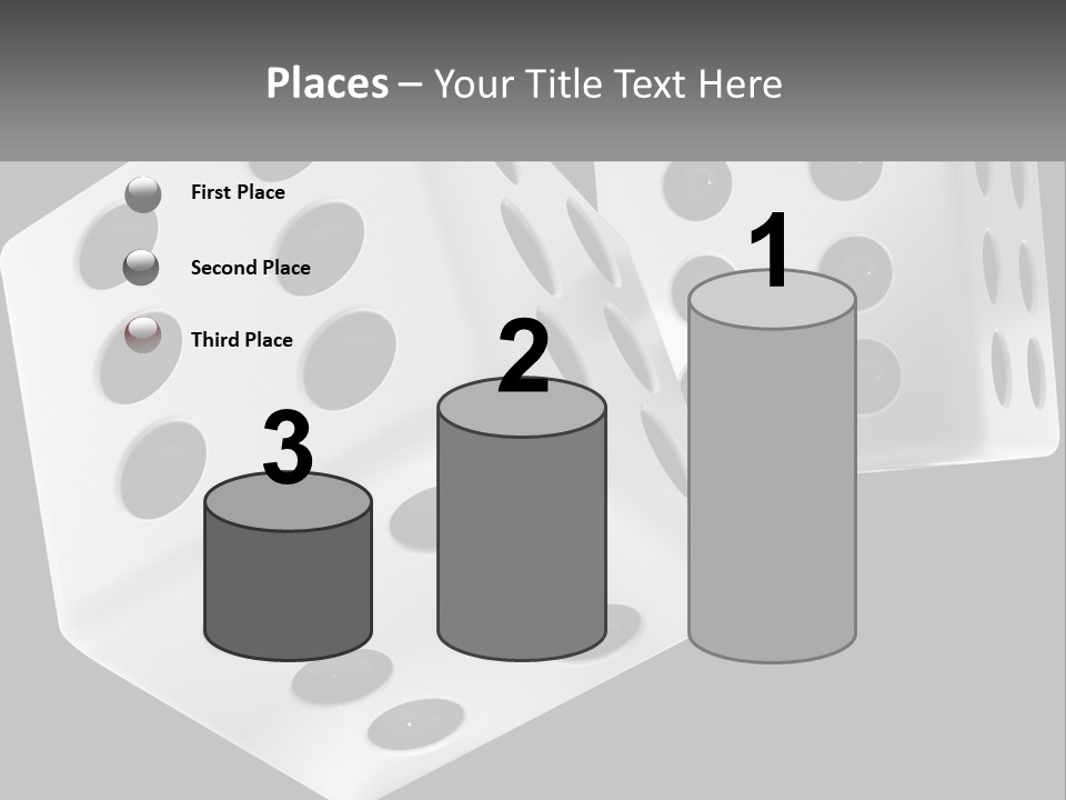 Two White Dices With Black Dots On A Black Background PowerPoint Template