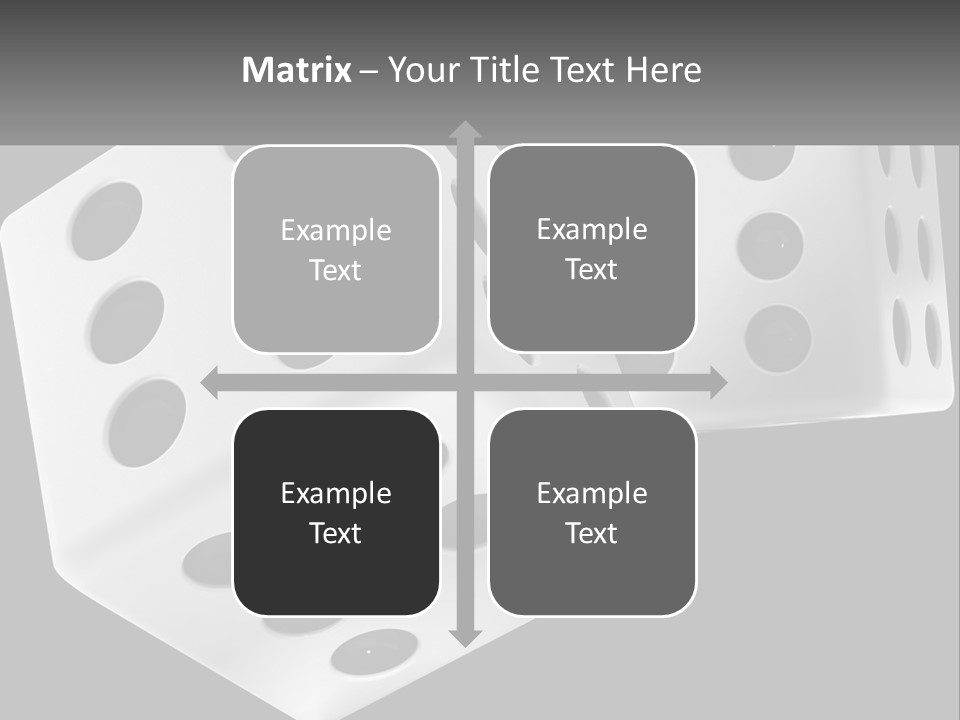 Two White Dices With Black Dots On A Black Background PowerPoint Template