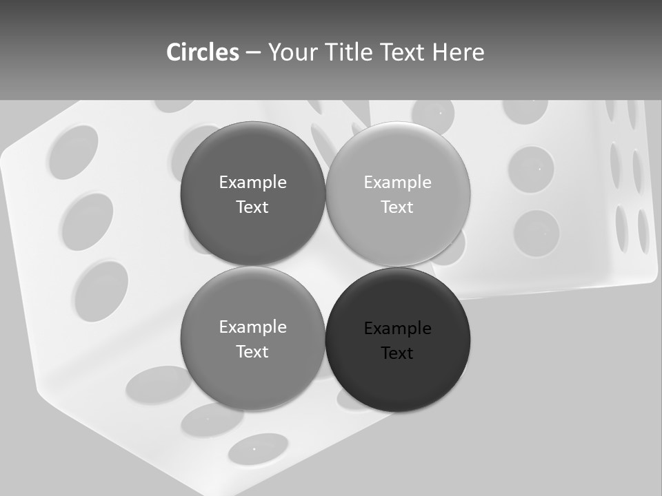 Two White Dices With Black Dots On A Black Background PowerPoint Template