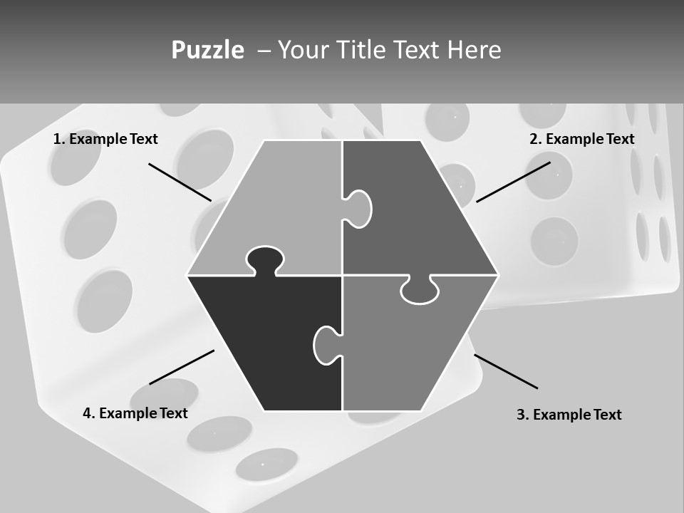Two White Dices With Black Dots On A Black Background PowerPoint Template